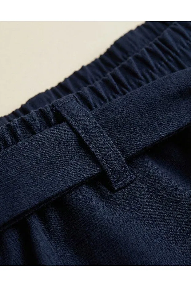 Детские брюки для девочек широкие льняные Zeyderkids, Navy Blue — фото 2