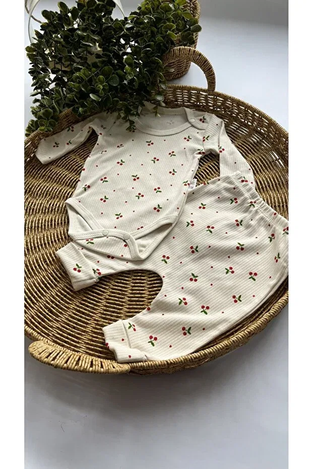Детский для новорожденных боди с принтом Lovmi baby double set Nayinom, Beige