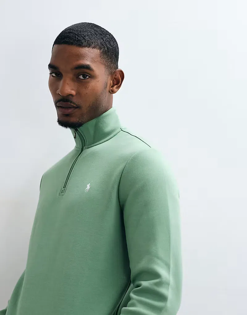 Толстовка Polo Ralph Lauren с логотипом Icon, двойной трикотажной тканью и застежкой-молнией на четверть длины, светло-зеленый — фото 4