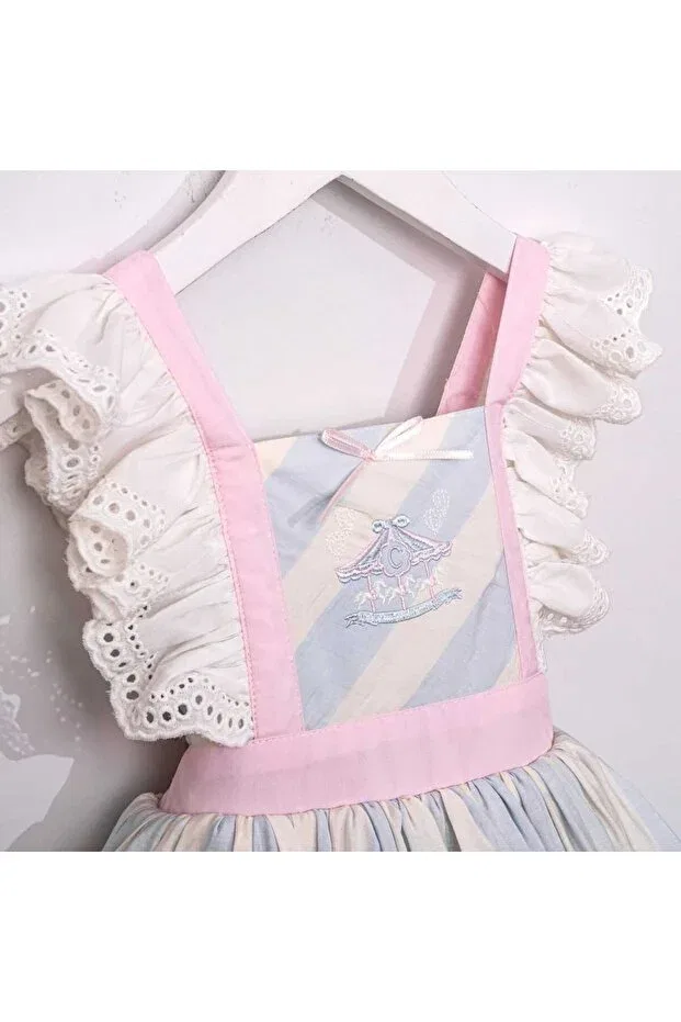Детское платье для девочек с принтом Fairy Tale Dress Beyaz Bebe, Blue — фото 2