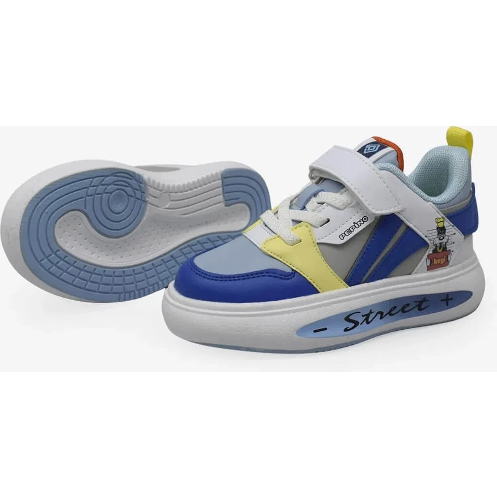 Детские спортивные кроссовки для мальчиков на липучках, White Blue Pepino Kids — фото 4