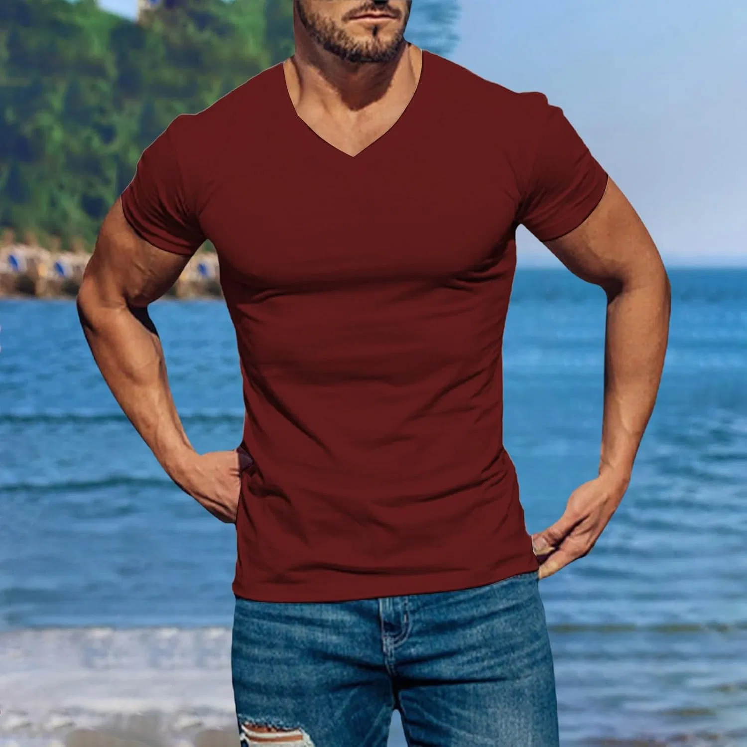 Мужская компрессионная футболка для фитнеса Lightweight Quick Dry, Red — фото 2