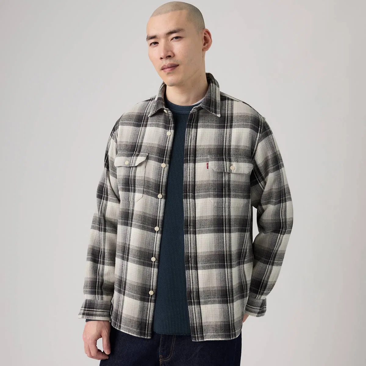 Фланелевая рубашка Jackson расслабленный работник Levi's, Emil Plaid Ghost Gray - Grey