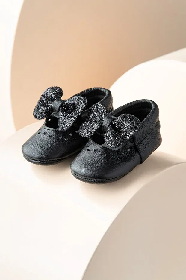 Детские мокасины для девочек из натуральной кожи Banamio, Black