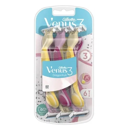 Бритвенные станки одноразовые Gillette Venus 3 Dragonfruit, 6 шт.