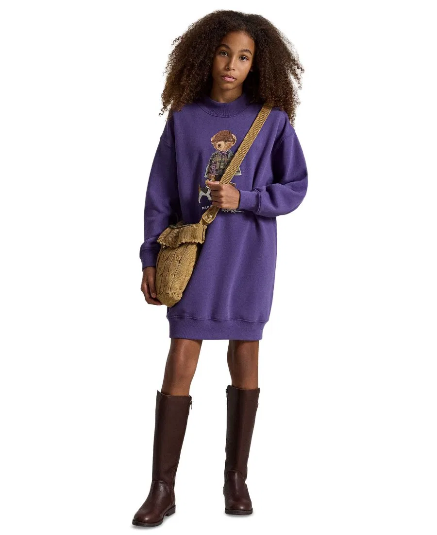 Платье-свитшот из флиса с принтом Polo Bear Polo Ralph Lauren, Valley Purple — фото 2