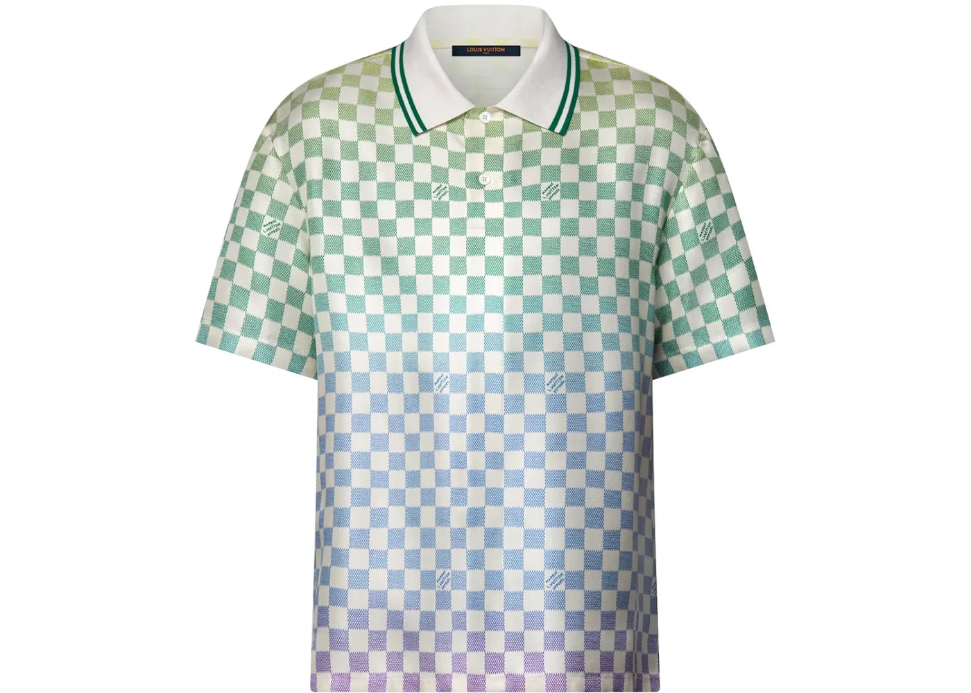 Мужская рубашка-поло шелковая с принтом Damier Gradient Louis Vuitton, Multicolor