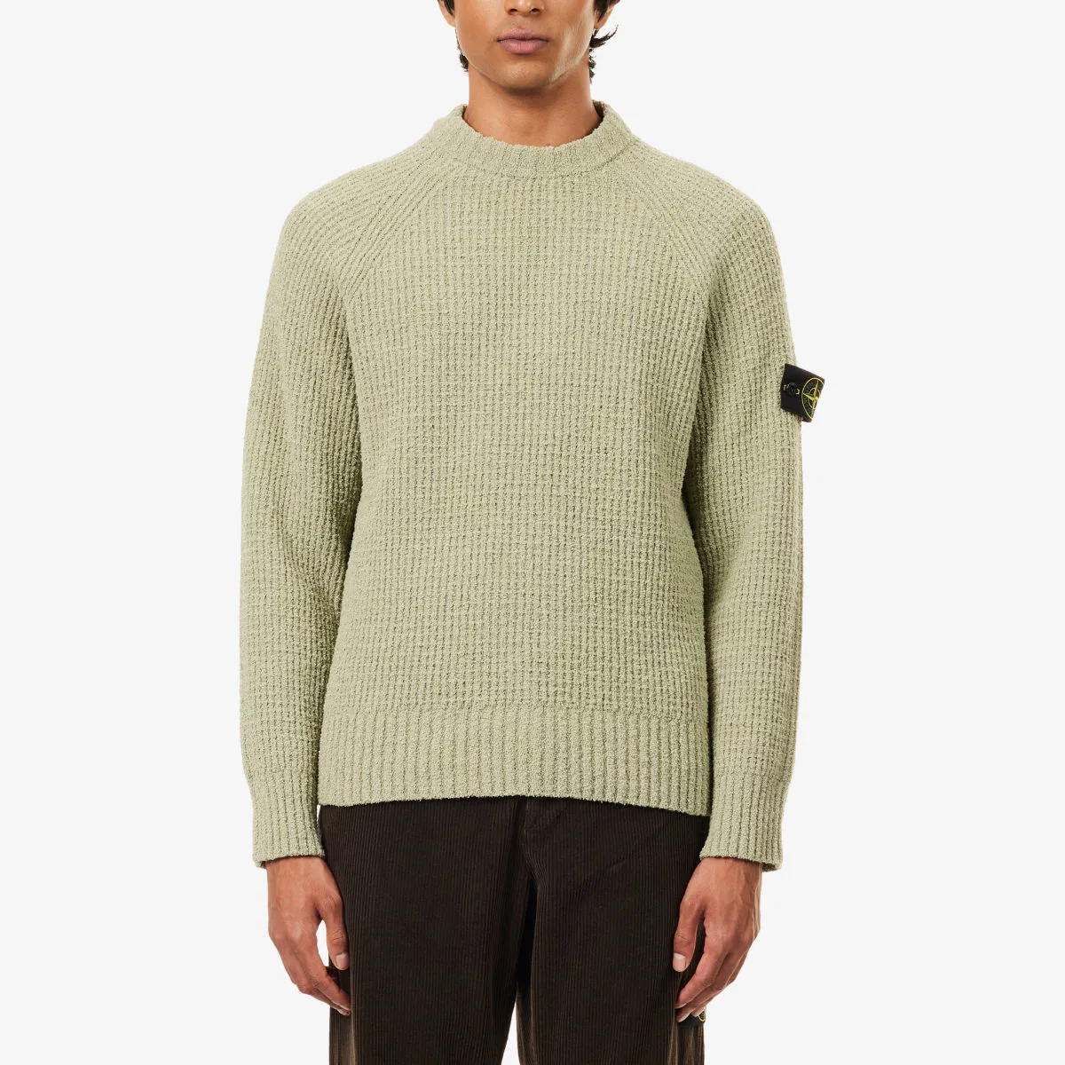 Джемпер Compass-badge из хлопковой букле с ребристой отделкой Stone Island, зеленый — фото 3