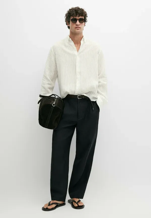 Рубашка из льна Shirt Massimo Dutti, бежевый — фото 2