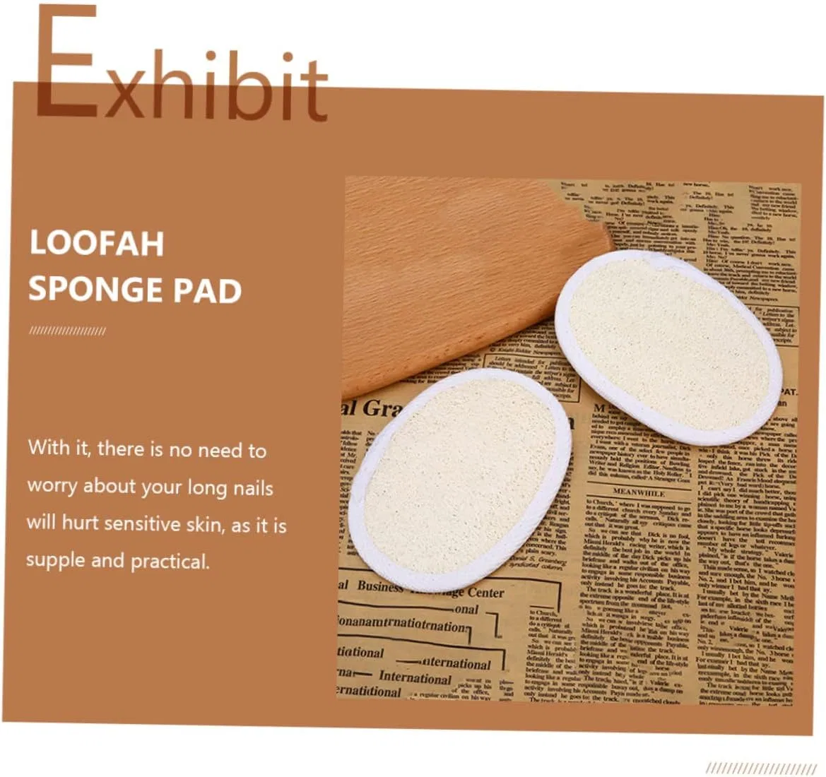 Мочалка для тела Exfoliating Loofah Pad, Mikinona, 2 шт., 12x9 см, Beige — фото 4