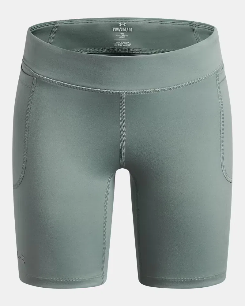 Шорты-велосипедки для девочек 16,5 см влагоотводящие UA Movement UnderArmour, Silica Green/Metallic Silver