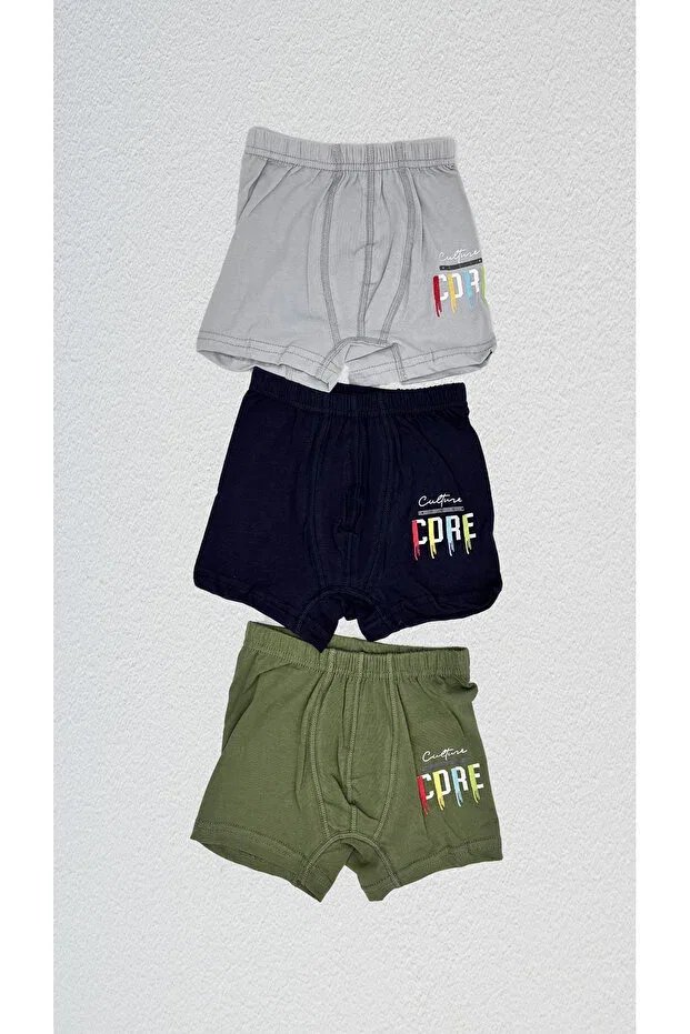Детские боксеры для мальчиков с принтом 3 шт Cotton Printed Boxers Beyaztoptan, Multicolor