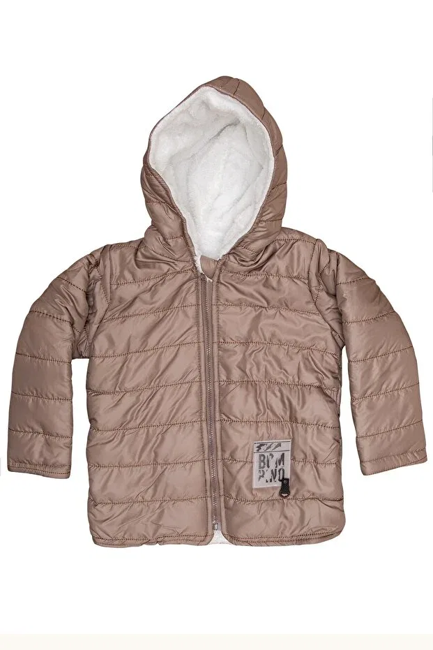 Детское пальто для мальчиков с капюшоном Slim Fit Plush Mika Bebek & Çocuk, Brown