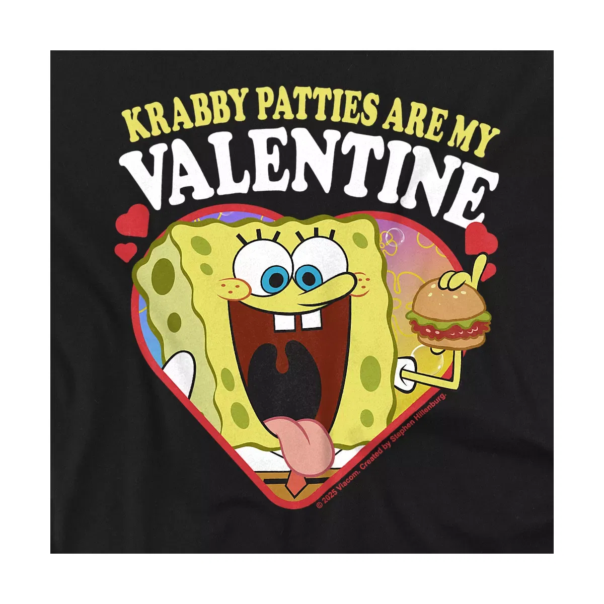Детское боди для мальчиков с принтом Spongebob Krabby Patties Are My Valentine, SpongeBob, Black — фото 2