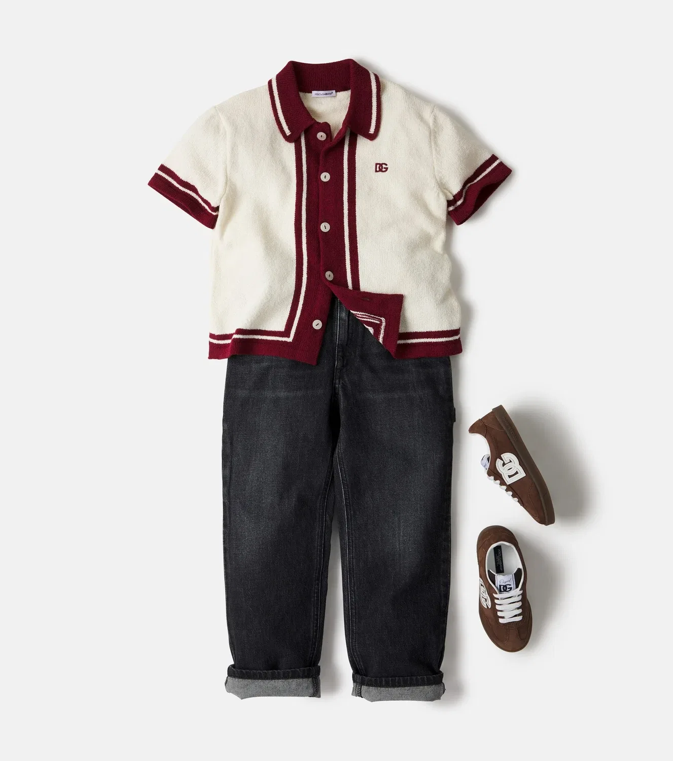 Трикотажная рубашка с длинным рукавом Dolce&Gabbana Kids, бежевый — фото 2