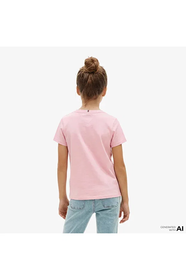 Детская футболка для девочек хлопковая Flower Kids Pink Tommy Hilfiger, Pink — фото 2