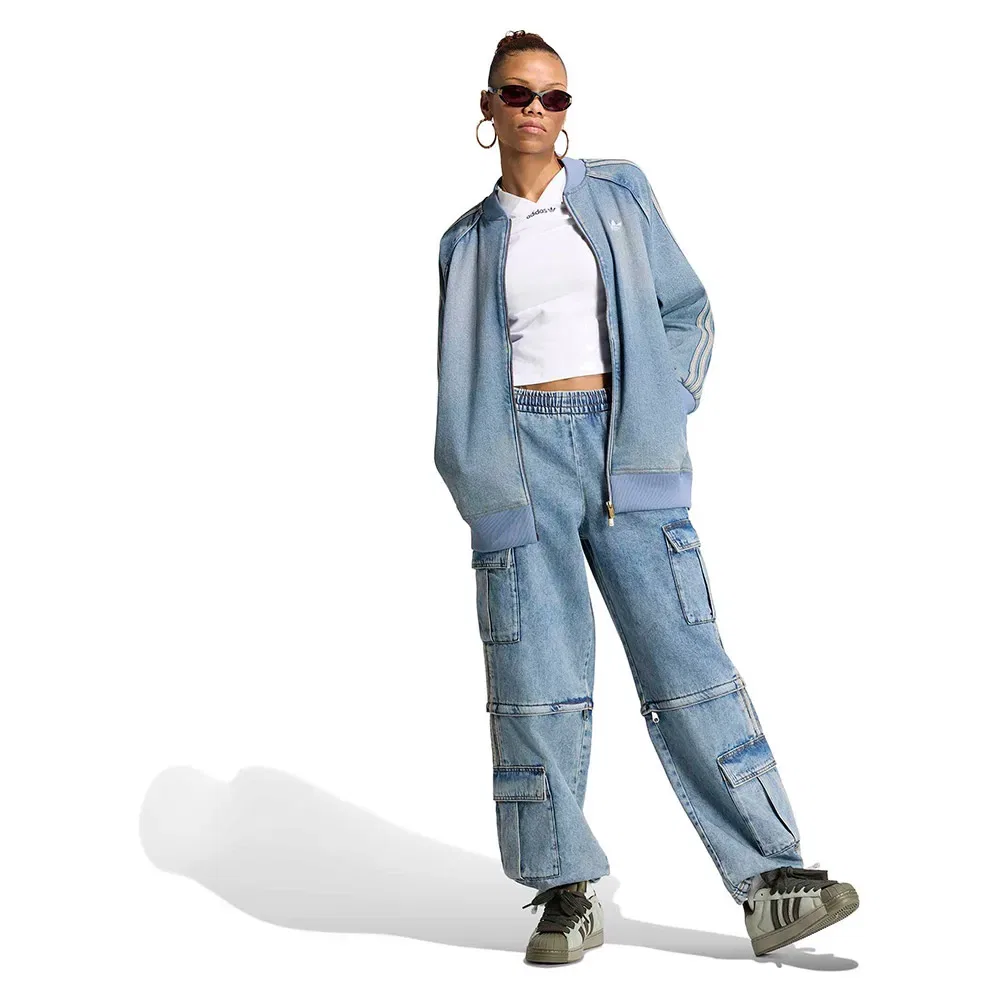 Женская джинсовая куртка оверсайз Adidas Originals SST Oversized Track, Blue — фото 4