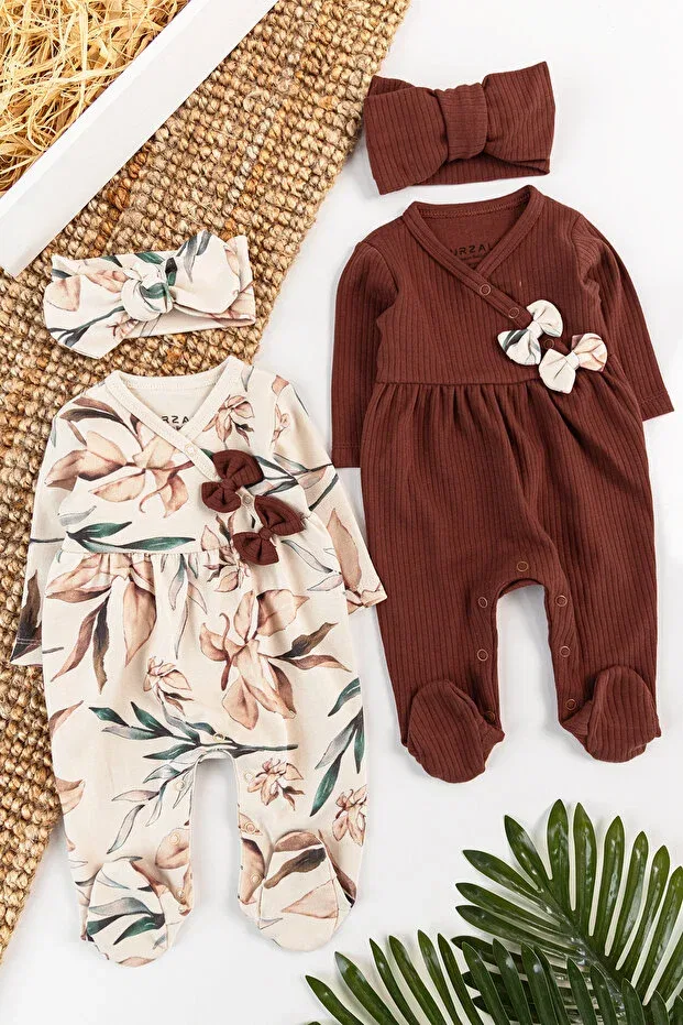 Детский комбинезон для девочек с цветочным принтом Babymod, Brown