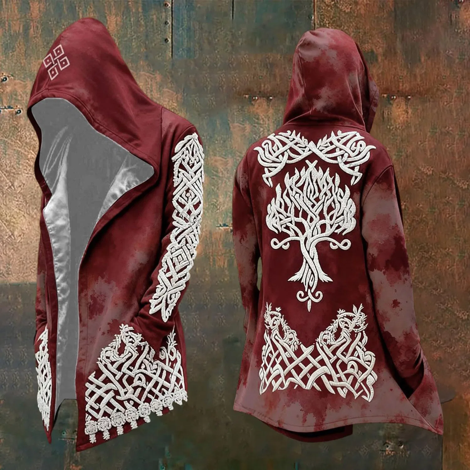 Мужское пальто с капюшоном и молнией Medieval Knit, Rosso #24 — фото 2