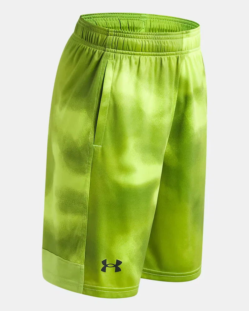 Шорты для мальчиков с внутренним швом 23 см, быстросохнущие, UA Velocity Printed UnderArmour, Green Vibe/Black — фото 3