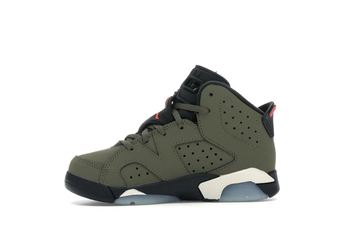 Детские кроссовки Lifestyle с длинным рукавом Jordan 6 Retro, Medium Olive/Black-Sail-University Red — фото 3