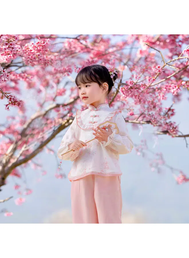 Костюм китайский тан с восточным дизайном Menghu Jinse Chunqiu Cute, розовый — фото 2