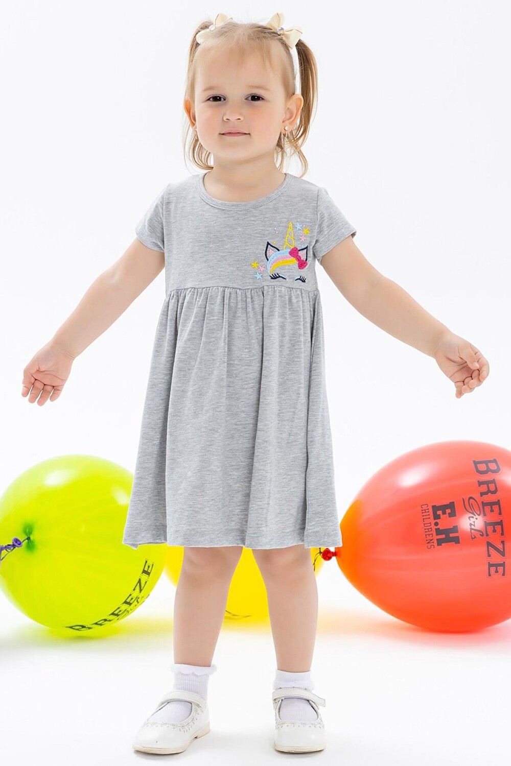 

Платье для девочки Вышивка Единорог Серый Меланж (1,5-5 лет) Breeze