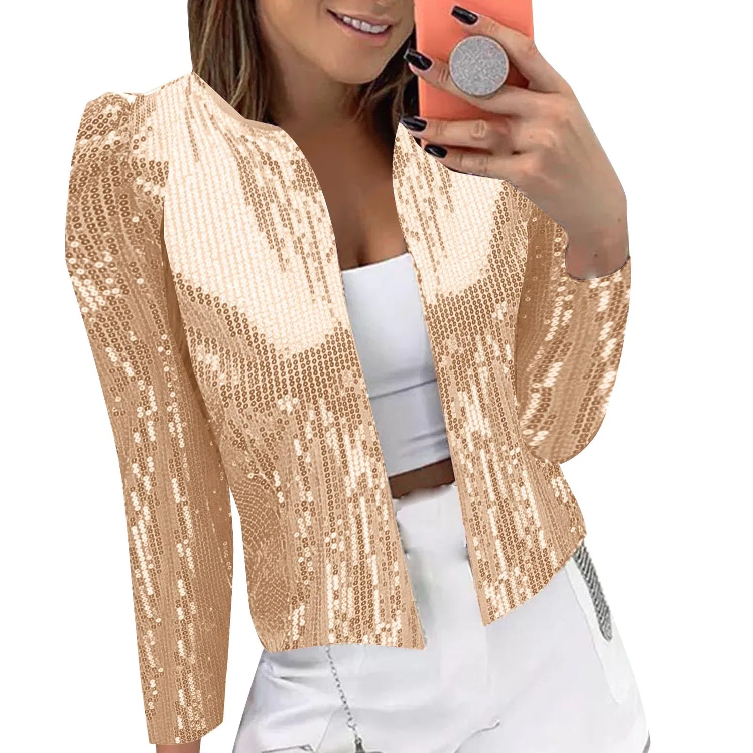 Женское пальто с пайетками с длинным рукавом, Oro rosa