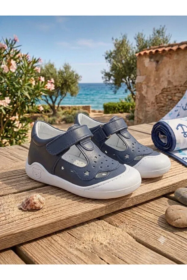 Детские туфли для мальчиков ортопедические Genuine leather star patterned orthopedic first shoes by ilkadim aakkabisi Bambino Kids Shoes, Blue