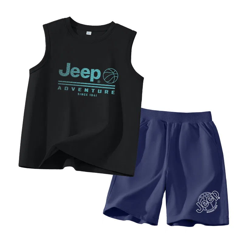 Детский спортивный костюм с кубинским воротником, модель 23TB01-TDK1-J7, Jeep, Black/E Polka Dot Blue