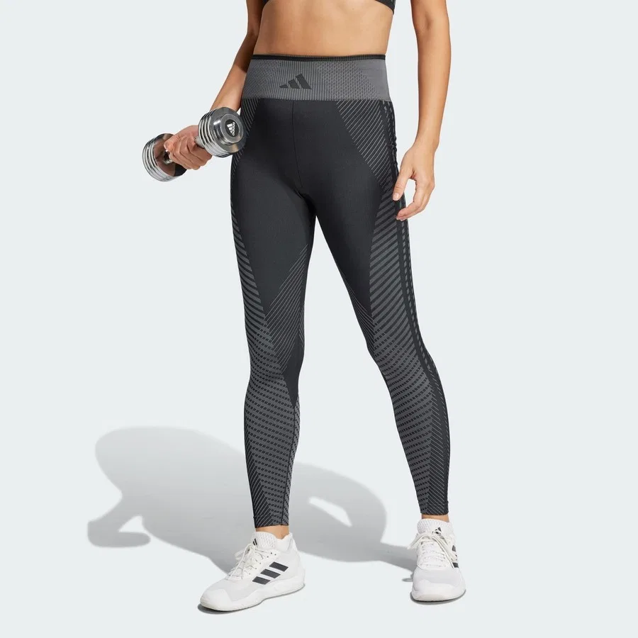 Спортивные леггинсы 7/8 с принтом Performance JE8021 adidas, Черно-серый