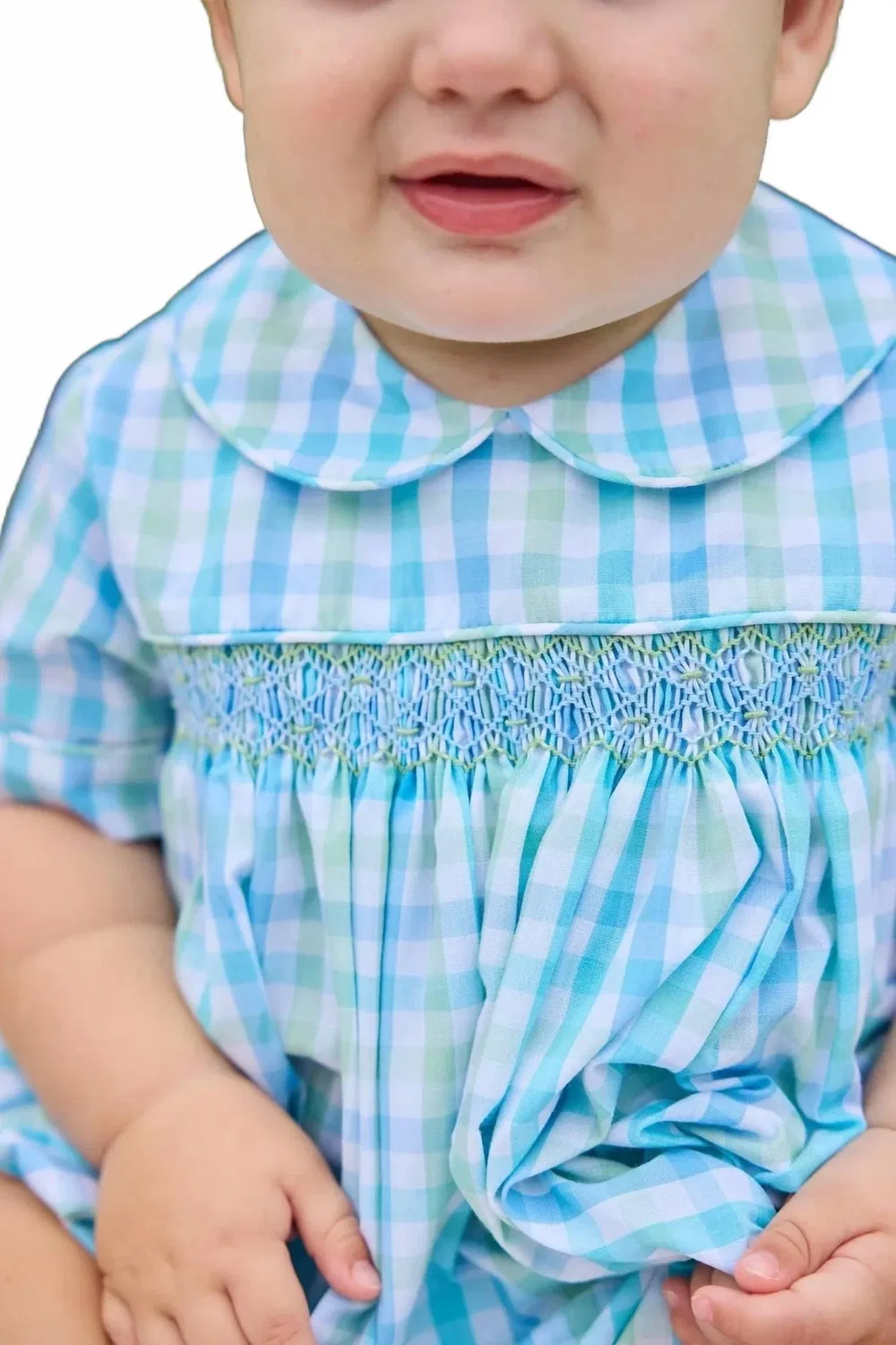 Детский боди-комбинезон с коротким рукавом и воротником питер-пэн Barrington Bubble LITTLE ENGLISH, Briarcliff Plaid — фото 3