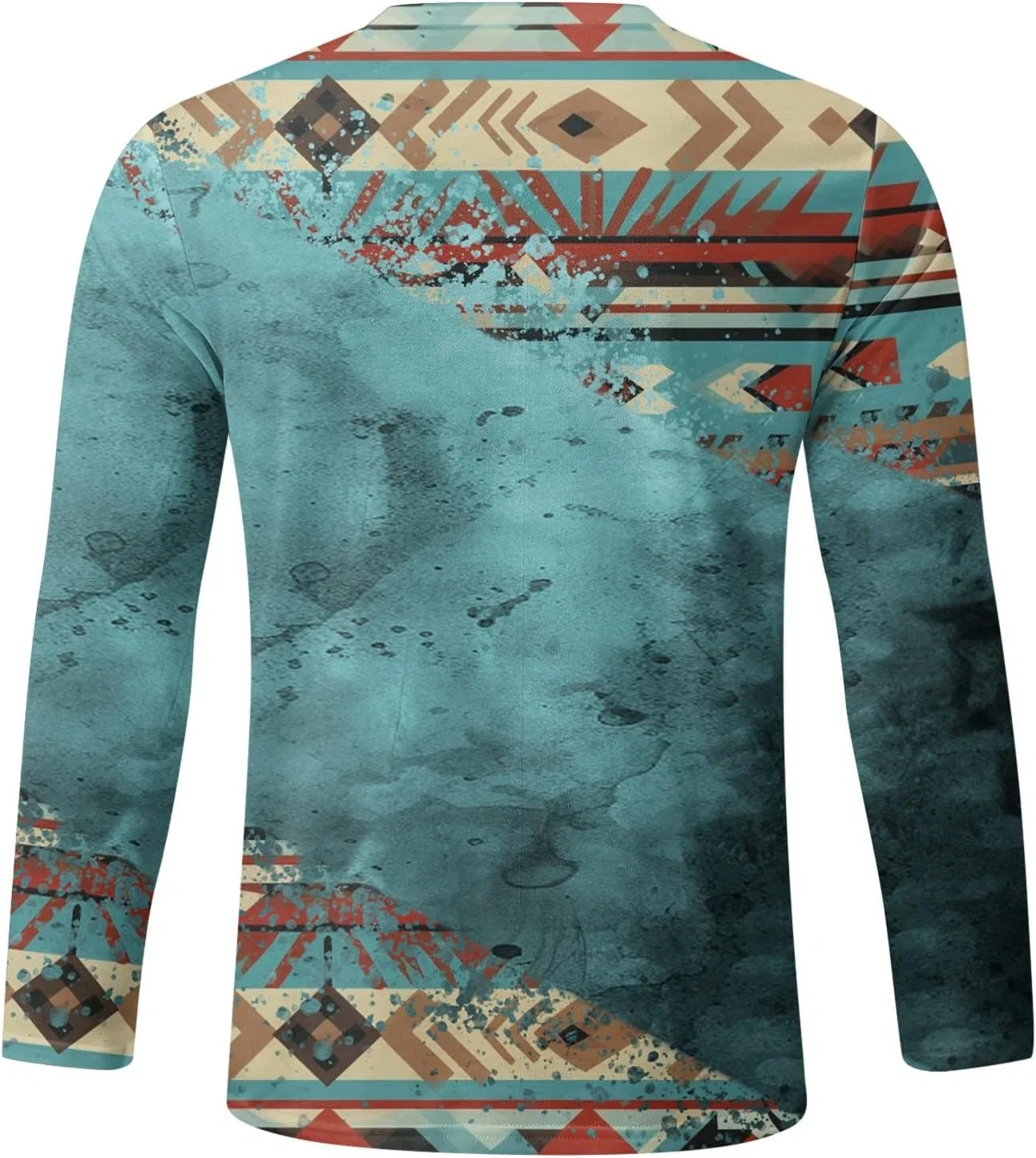 Мужская футболка с длинным рукавом с графическим принтом Western Aztec, Mint Green — фото 3
