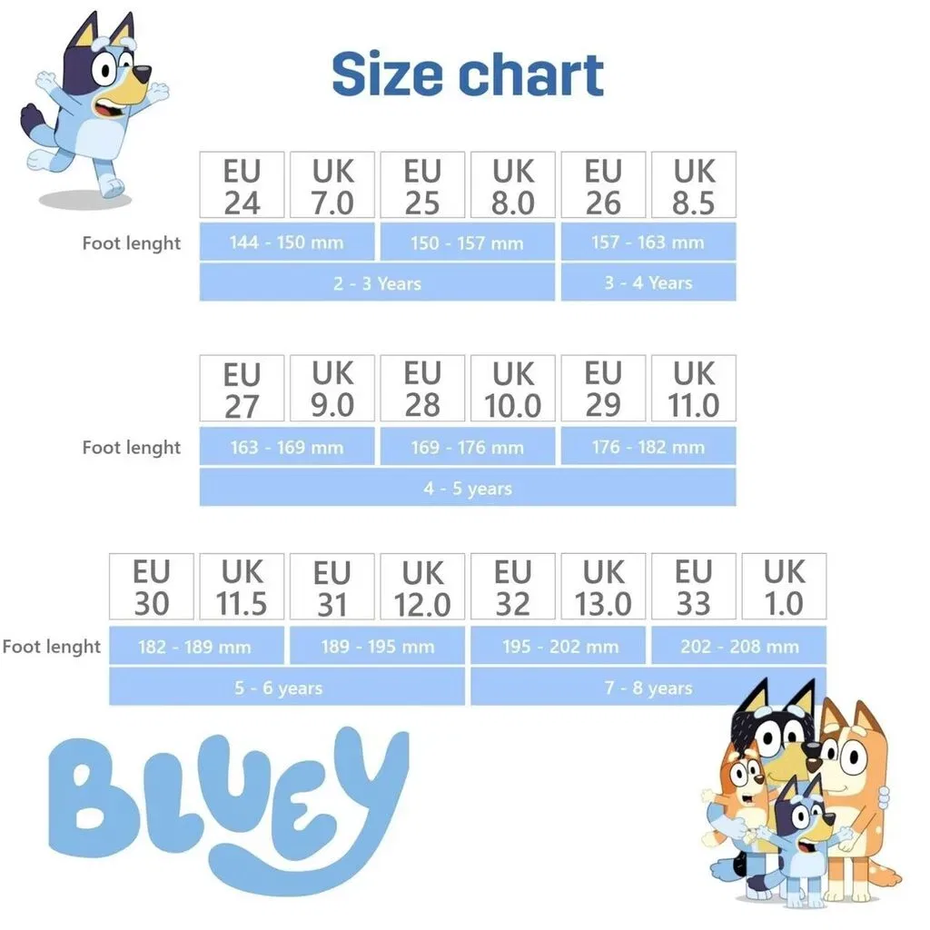 Домашние тапочки с мотивом Bluey и Bingo, на липучке Bluey, синий — фото 2