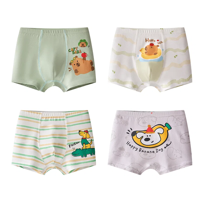 Детские трусы 4 штуки Red Bean, White Grey Green Light Green