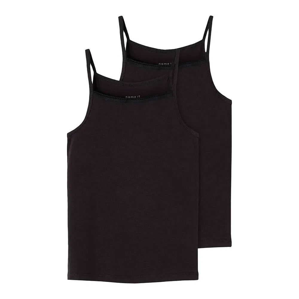 Детское хлопковое платье без рукавов с принтом, Strap Sleeveless T-Shirt 2-Pack Name it, Black