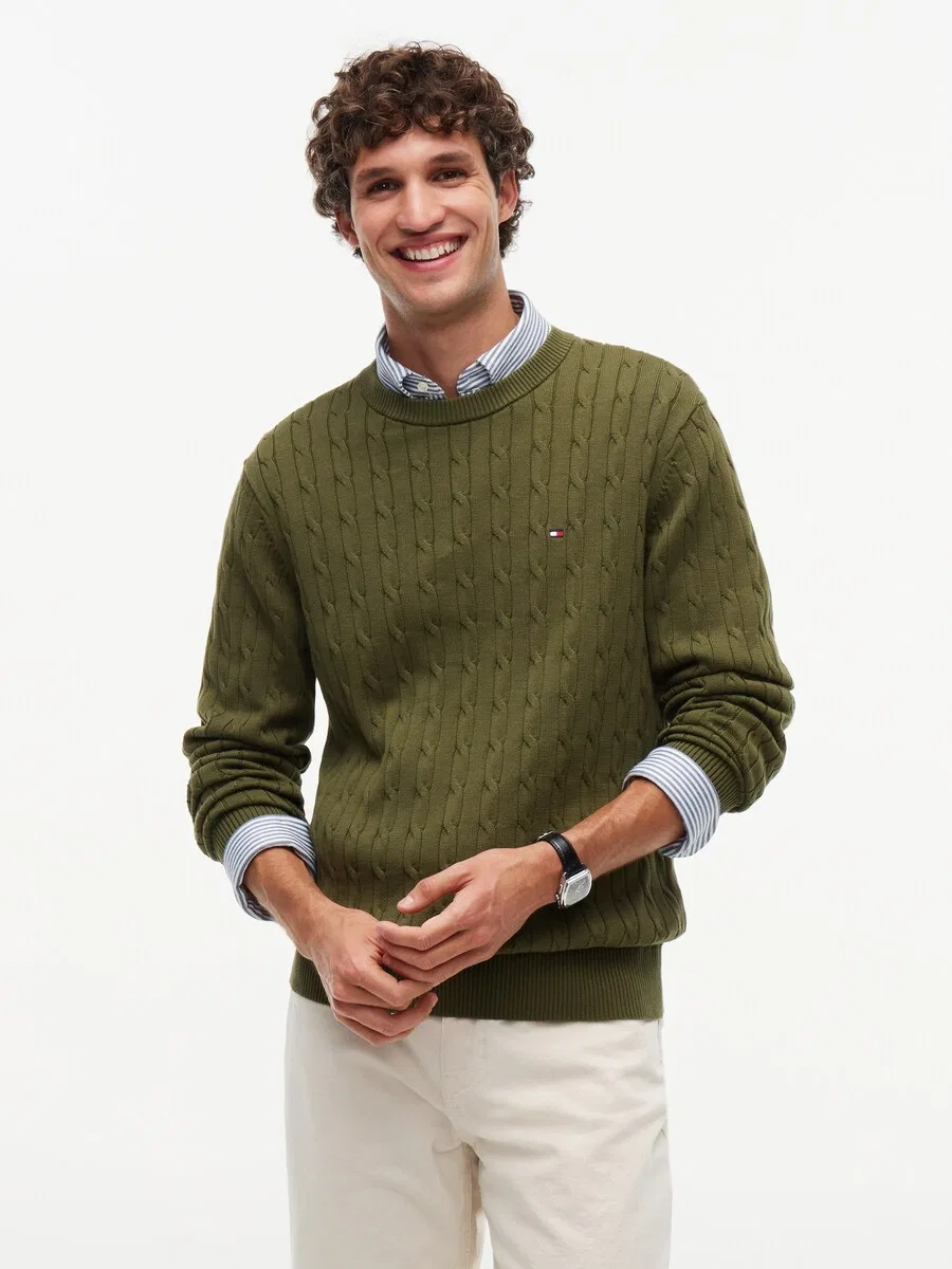 Свитер TOMMY HILFIGER 'Classic' оливкового цвета — фото 2