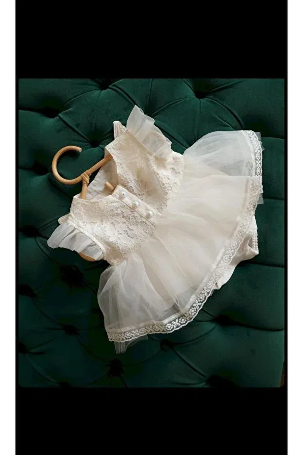 Детское платье-комбинезон для девочек с вышивкой Angel angel winged baby mevlüt eid jumpsuit dress Zuzu, Ecru — фото 3