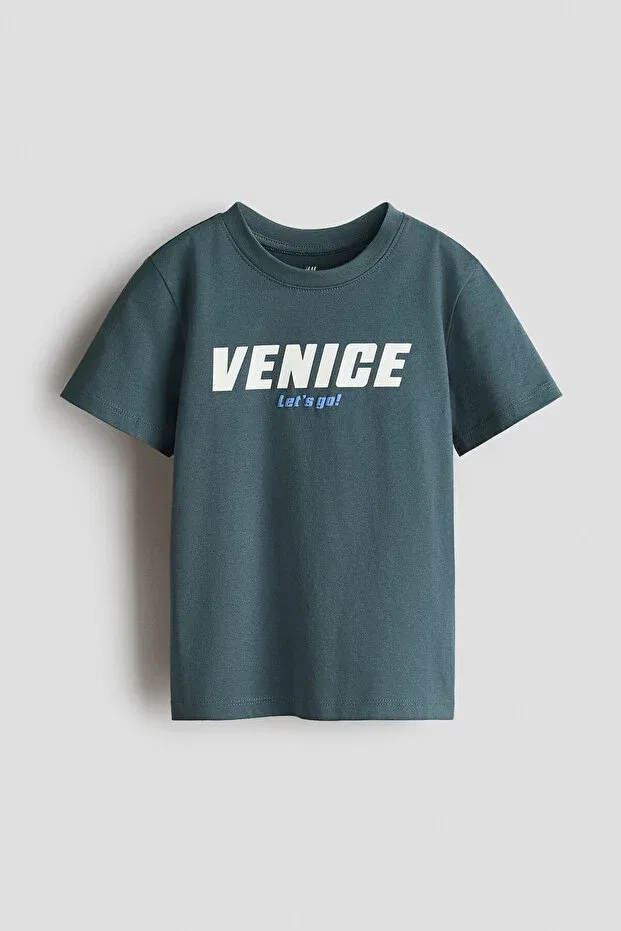 Детская футболка для мальчиков с принтом H&M, Dark Green Venice