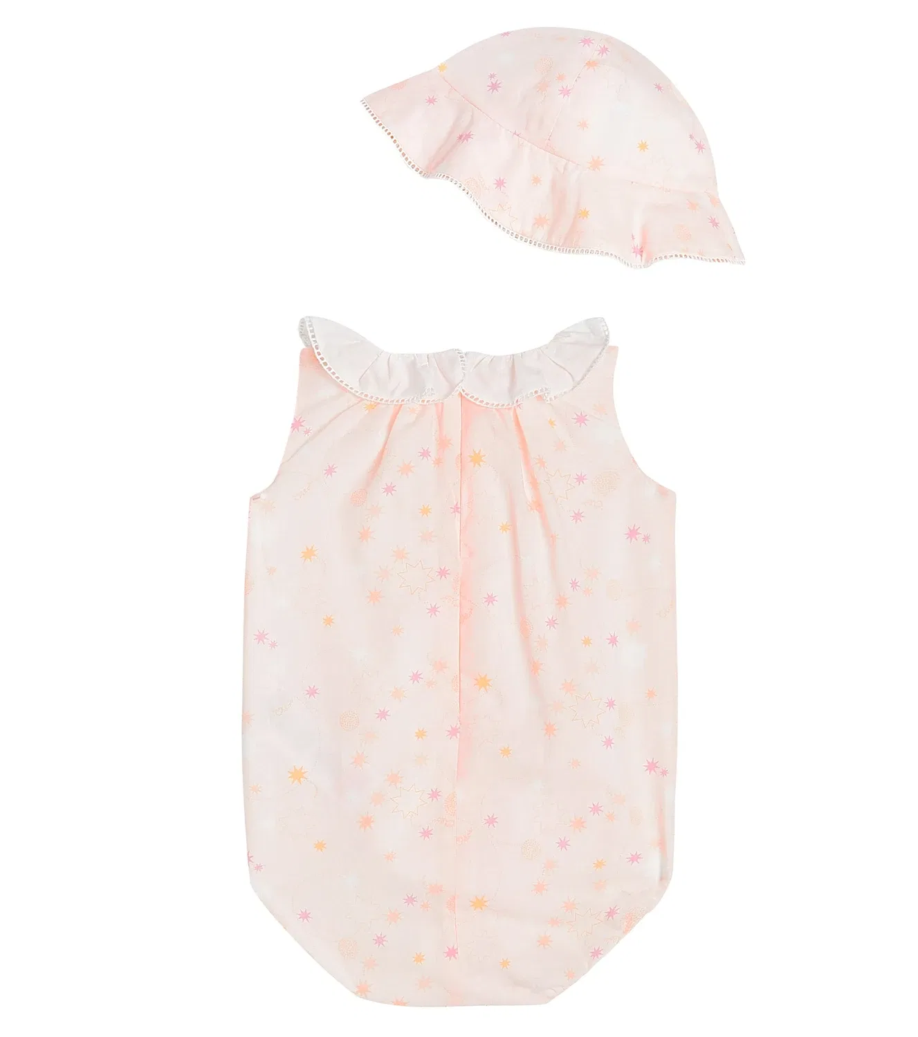 Комбинезон хлопковый с панамой Chloé Kids, розовый — фото 2
