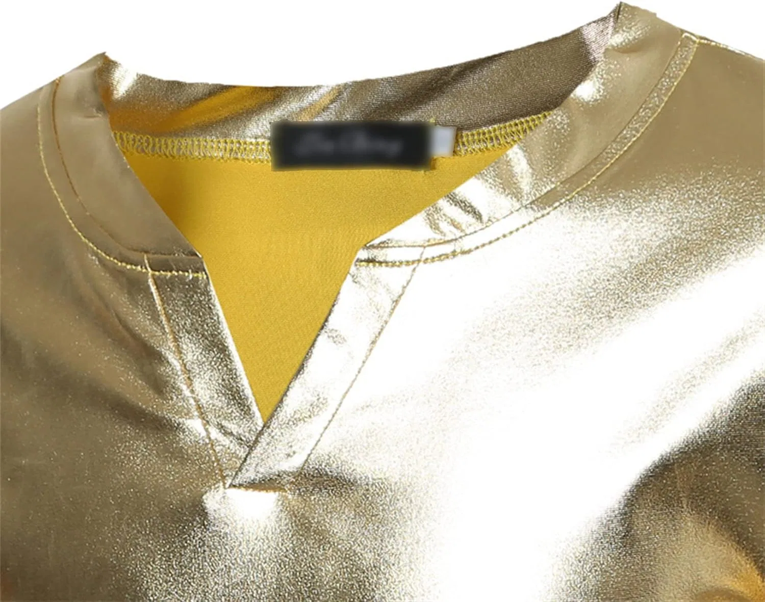 Мужская футболка с блестками V-образным вырезом, Golden — фото 4