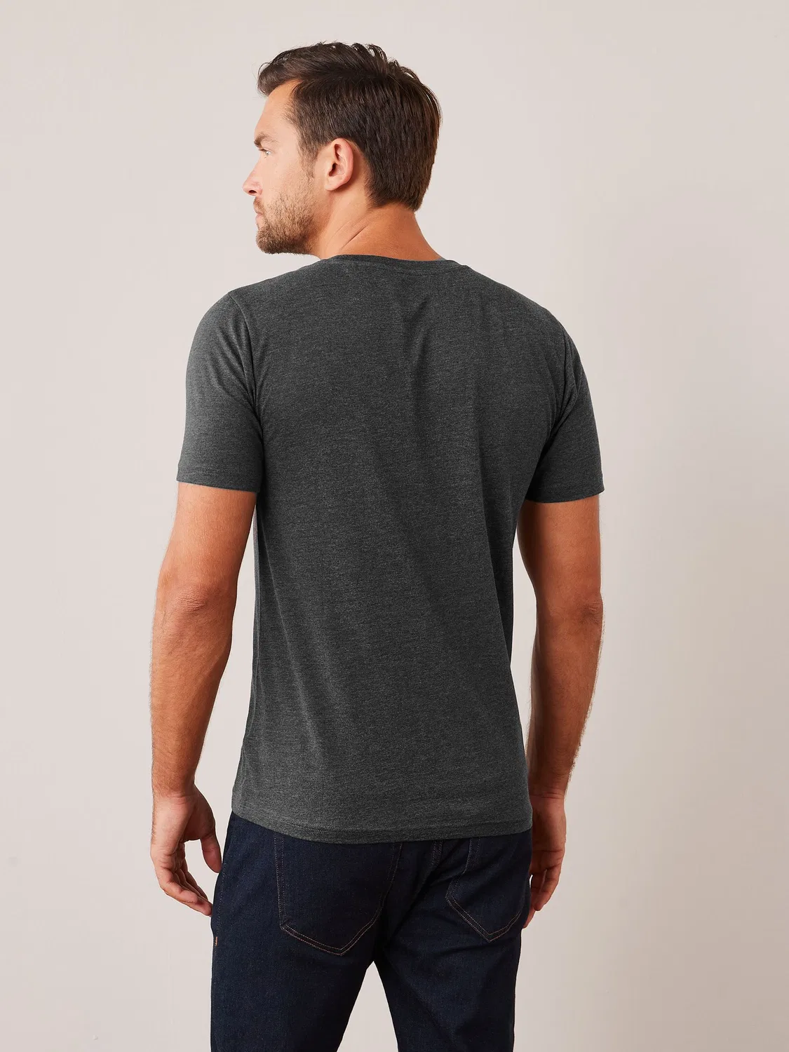 Футболка с круглым вырезом, хлопок, Slim Fit Next, серый угольный меланж — фото 2