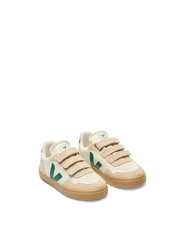 Детские кроссовки для девочек с липучками V-90 Sneakers Veja, Pure Golf Almond