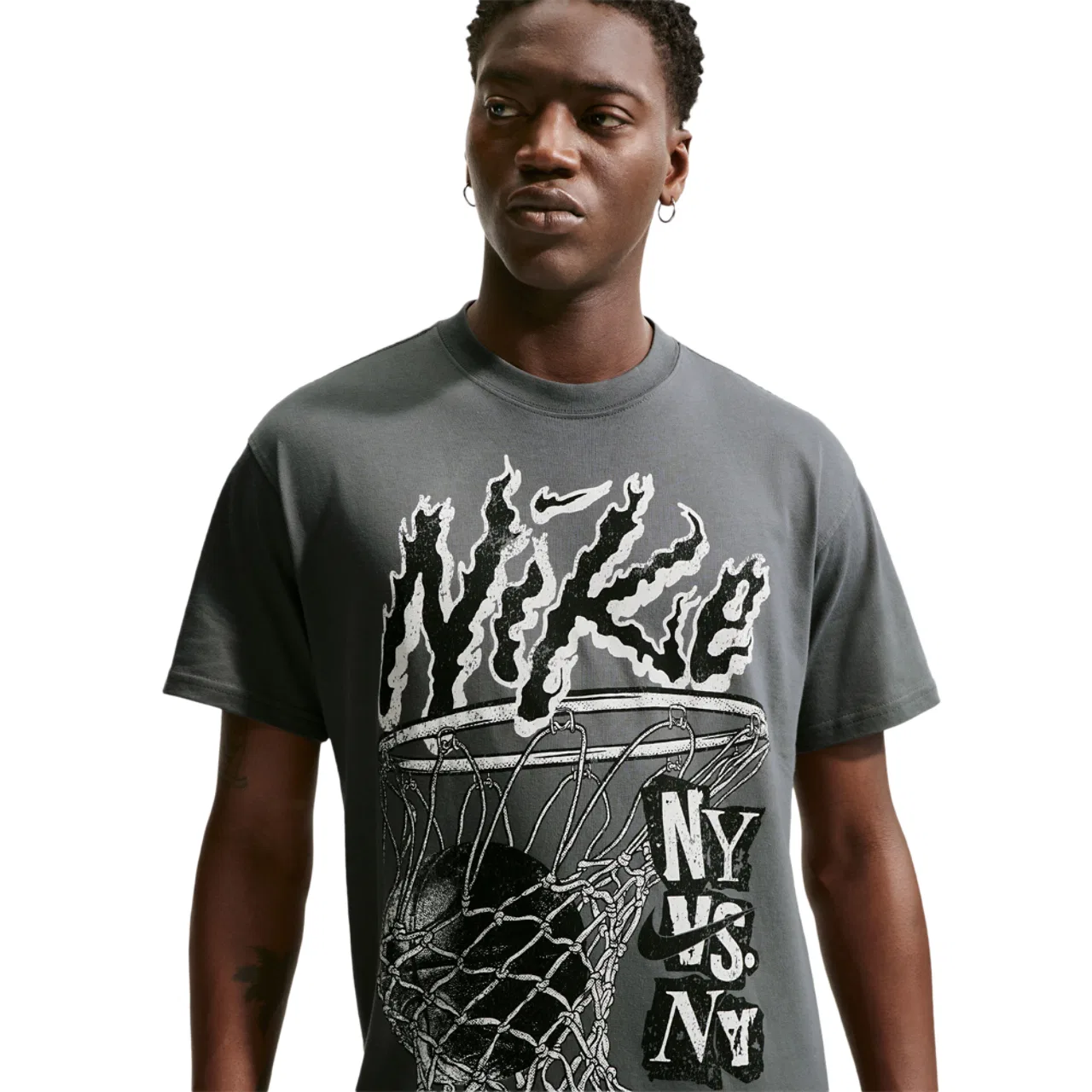 Мужская футболка с коротким рукавом, с принтом, Nike NSW Short Sleeve Max 90, Nike, Grey/White