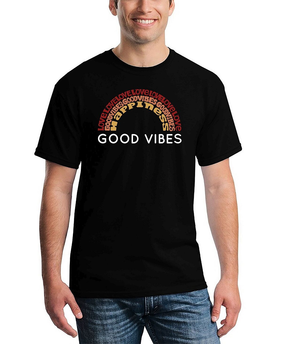 

Мужская футболка good vibes word art LA Pop Art, черный