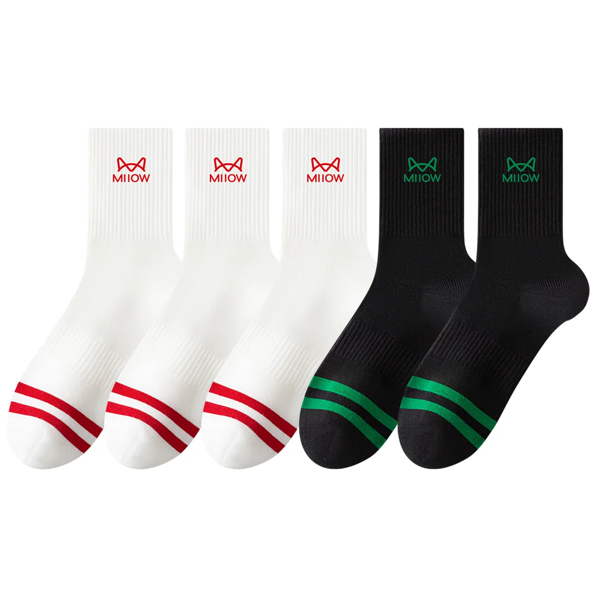 Детские носки с принтом, комплект из 5 пар [5 Pack]3 White Red+2 Black Green MIIOW
