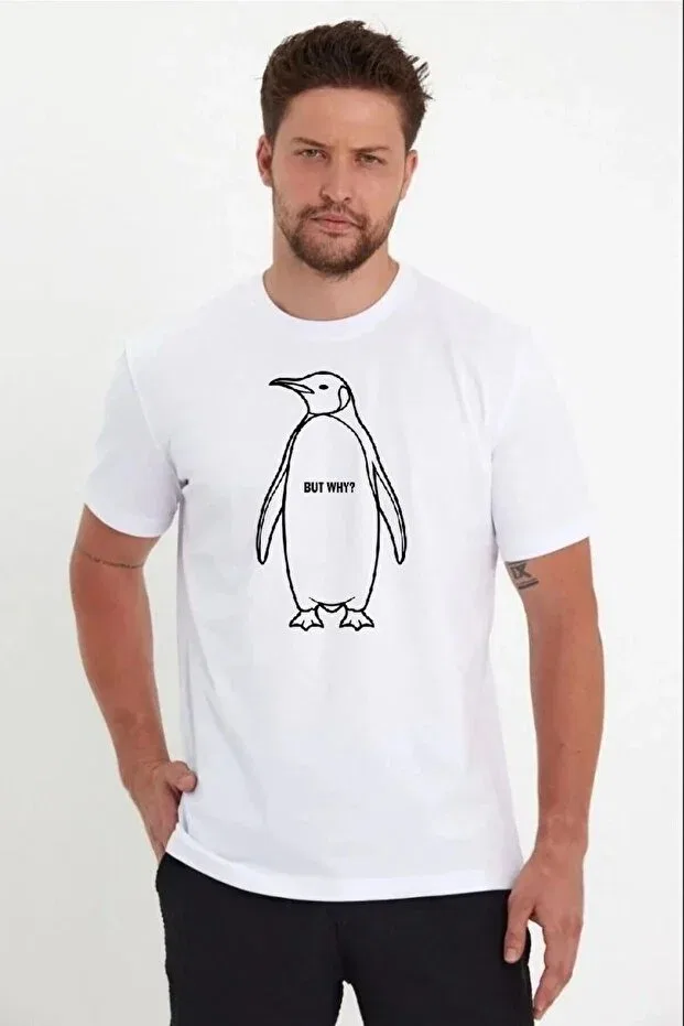 Мужская футболка с принтом nihilistic penguin printed crew neck short sleeve summer t-shirt Vexor, White