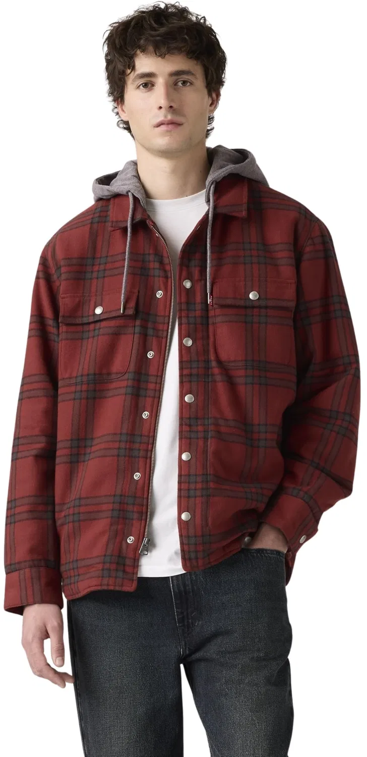 Мужская куртка на флисе с фланелевой отделкой Francisco Levi's, Colt Plaid Russet Brown - Browns