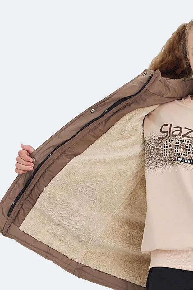 Детское пальто для девочек с капюшоном Candy Girl Slazenger, Beige — фото 3