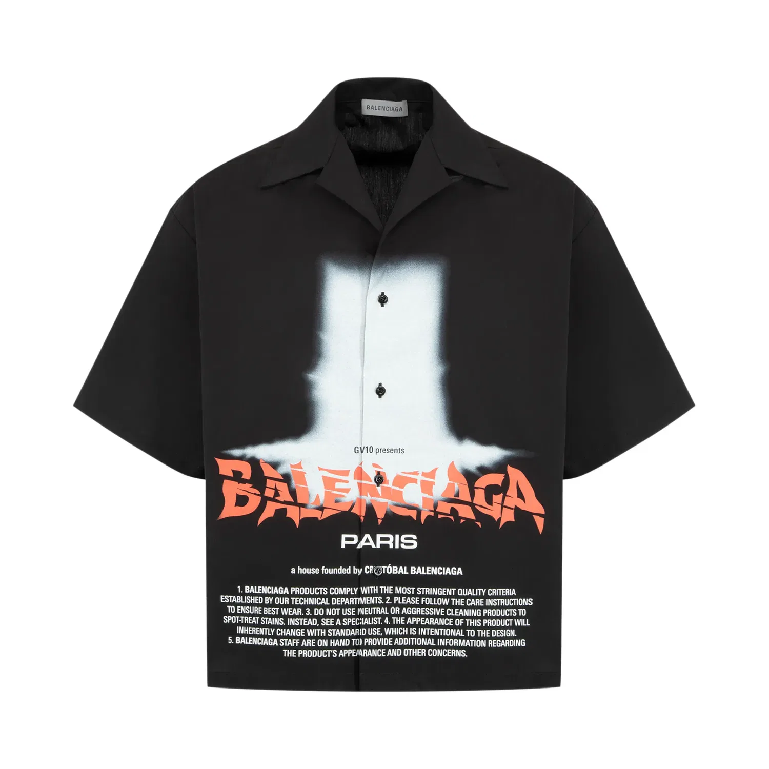Рубашка для боулинга Balenciaga с коротким рукавом и принтом, черный